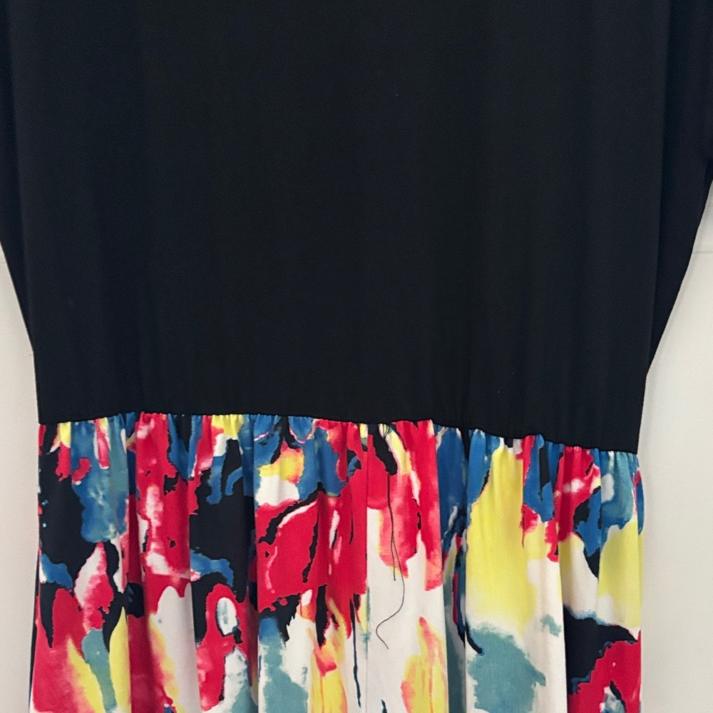 Elegant Black and Multicolor Midi Dress size 2XL - Picture 7 of 7